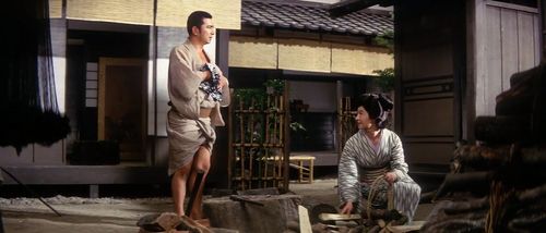Shintarô Katsu and Naoko Kubo in Zatoichi's Flashing Sword (1964)