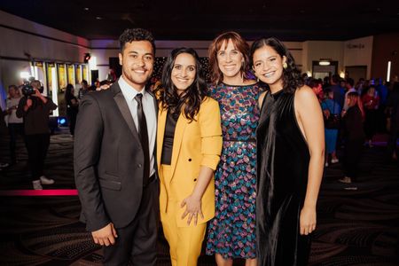 Madeleine Sami, Jackie van Beek, James Rolleston, and Ana Scotney at an event for The Breaker Upperers (2018)