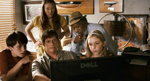 Morgan Freeman, Harry Connick Jr., Nathan Gamble, Austin Highsmith Garces, and Cozi Zuehlsdorff in Dolphin Tale (2011)