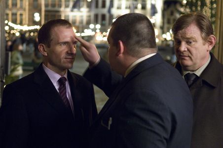 Ralph Fiennes, Brendan Gleeson, and Rudy Blomme in In Bruges (2008)