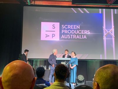 2023 Screen Producers Australia - Co Presenter with Erik Thomson and Chaydon Jay at Screen Forever 37 Awards