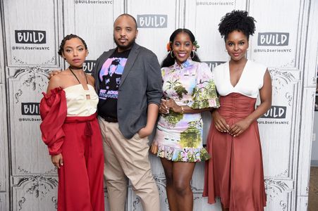 Justin Simien, Logan Browning, Antoinette Robertson, and Ashley Blaine Featherson-Jenkins at an event for Dear White Peo
