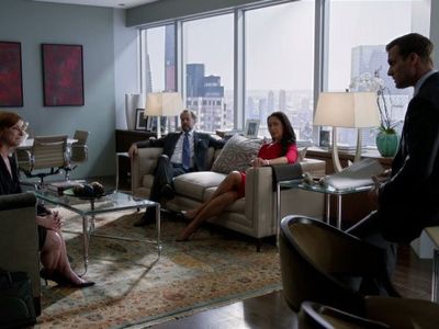 David Costabile, Gabriel Macht, Gina Torres, and Diane Neal in Suits (2011)