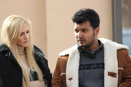 Actress Courtney Akbar and Director Asif Akbar on the set of Astro.