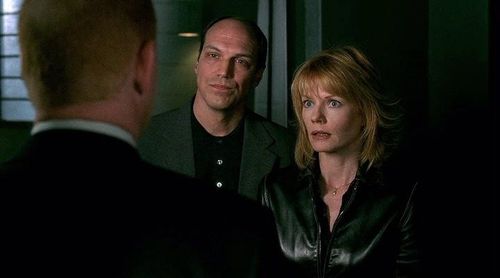 Marg Helgenberger and Marc Vann in CSI: Crime Scene Investigation (2000)