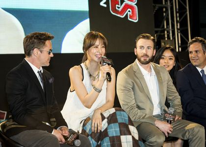 Robert Downey Jr., Chris Evans, Mark Ruffalo, and Claudia Kim at an event for Avengers: Age of Ultron (2015)