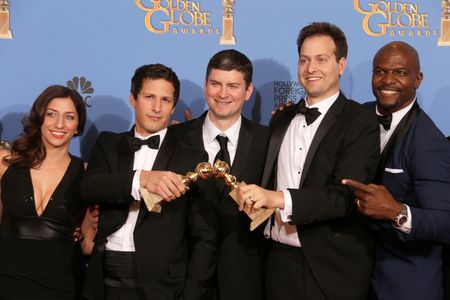 Terry Crews, Dan Goor, Michael Schur, Andy Samberg, and Chelsea Peretti at an event for 71st Golden Globe Awards (2014)