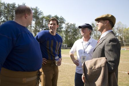 Keith Loneker, John Krasinski, Duncan Brantley and Rick Reilly on the set of LEATHERHEADS in Upstate South Carolina