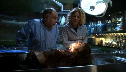 Marg Helgenberger, Robert David Hall, and Rebecca Boyd in CSI: Crime Scene Investigation (2000)