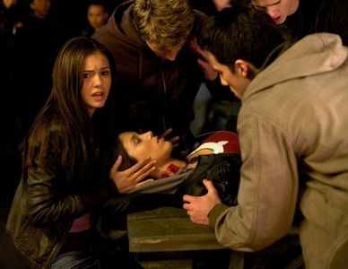 Kayla Ewell, Zach Roerig, Steven R. McQueen, and Nina Dobrev in The Vampire Diaries (2009)