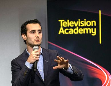 Ryan Walker (I) during a Television Academy keynote presentation.