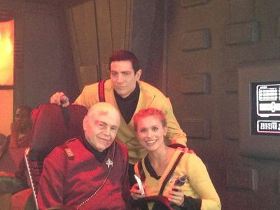 Ryan T. Husk as a Starfleet Security Officer, with Walter Koenig and Tara Paige, during the filming of Star Trek: Renega