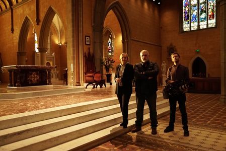 Sarah Ferguson, Nial Fulton and Aaron Smith inside Ballarat Cathedral during Revelation