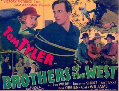 Jim Corey, Dave O'Brien, Tom Tyler, Lois Wilde, and Roger Williams in Brothers of the West (1937)