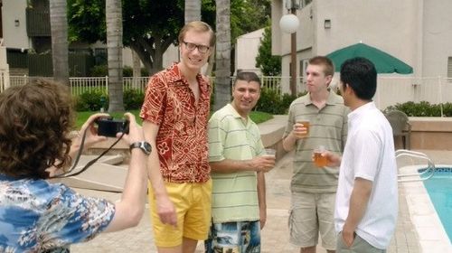 Still of Erik A. Williams and Stephen Merchant in Hello Ladies: Pool Party
