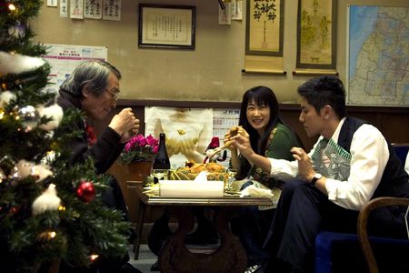 Masahiro Motoki, Tsutomu Yamazaki, and Kimiko Yo in Departures (2008)