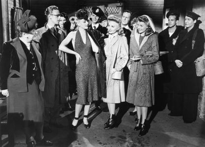 Rita Hayworth, Dusty Anderson, Florence Bates, Janet Blair, Leslie Brooks, and Marc Platt in Tonight and Every Night (19