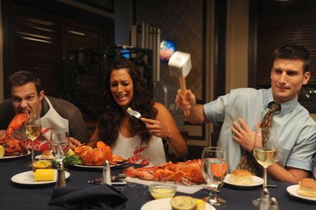 Geoff Stults, Angelique Cabral, and Parker Young in Enlisted (2014)