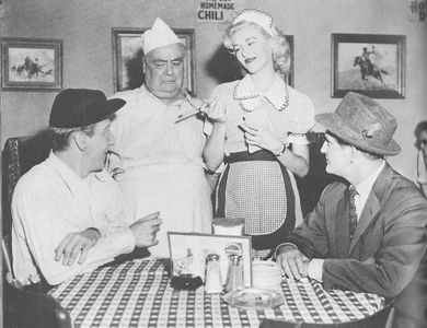 Judy Bamber, Stanley Clements, Dick Elliott, and Huntz Hall in Up in Smoke (1957)
