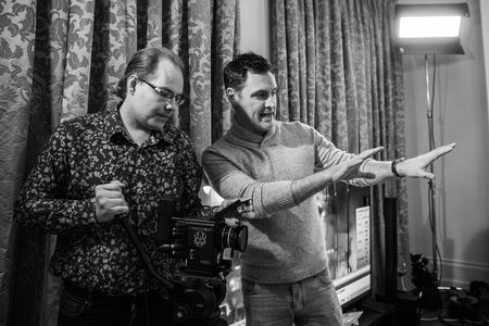 Director of Photography Mark Caldwell and producer Ben Pickering on the set of ELECTION NIGHT