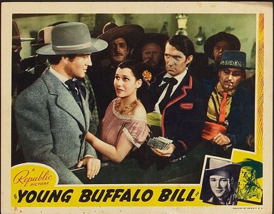 Roy Rogers, Silver Tip Baker, Trevor Bardette, Steve Pendleton, and Estelita Zarco in Young Buffalo Bill (1940)