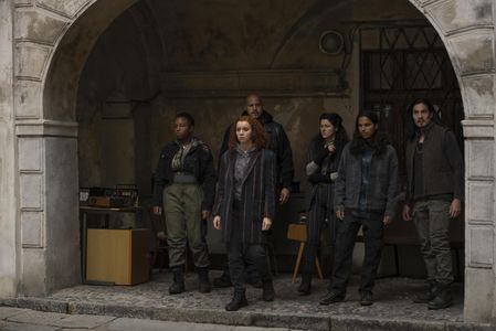 Still of Indya Bussey, Erin Kellyman, Renes Rivera, Dani Deetté, Tyler Dean Flores and Desmond Chiam in The Falcon and T