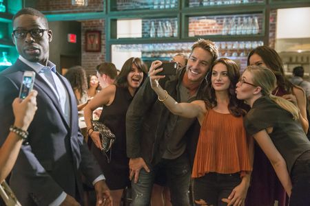 Sterling K. Brown, Justin Hartley, and Hollie Bahar in This Is Us (2016)