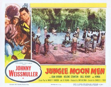 Jean Byron and Johnny Weissmuller in Jungle Moon Men (1955)