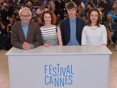 Ken Loach, Barry Ward, Simone Kirby, and Aisling Franciosi at an event for Jimmy's Hall (2014)