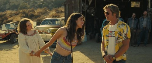 Brad Pitt, Lena Dunham, and Margaret Qualley in Once Upon a Time in Hollywood (2019)