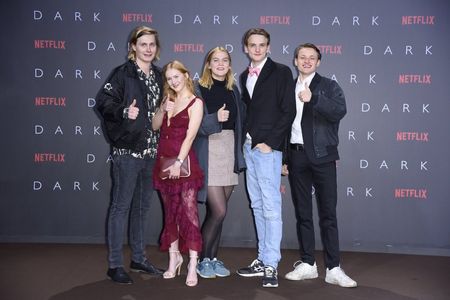 Moritz Jahn, Gina Stiebitz, and Paul Lux at an event for Dark (2017)