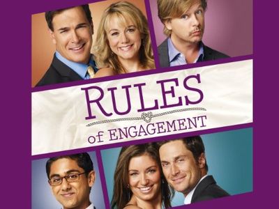 Oliver Hudson, David Spade, Bianca Kajlich, Megyn Price, Patrick Warburton, and Adhir Kalyan in Rules of Engagement (200
