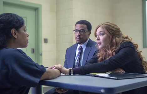 Russell Hornsby, Rachelle Lefevre, and Liza Colón-Zayas in Proven Innocent (2019)