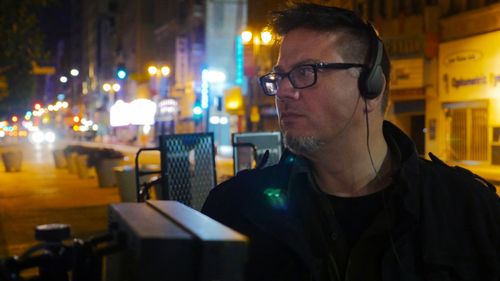 Director BARRY BATTLES on the set of NIGHT WATCH (2016)