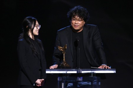Bong Joon Ho and Sharon Choi at an event for 35th Film Independent Spirit Awards (2020)