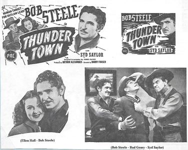 Bud Geary, Ellen Hall, Syd Saylor, and Bob Steele in Thunder Town (1946)