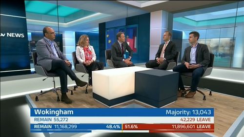 Tom Bradby, Theo Paphitis, Miranda Green, and Matthew Goodwin in Referendum Result Live: ITV News Special (2016)