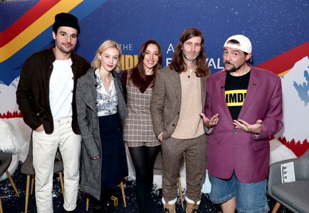 Kevin Smith, Sarah Gadon, Lawrence Michael Levine, Aubrey Plaza, and Christopher Abbott at an event for The IMDb Studio 