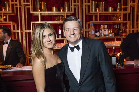 Jennifer Aniston and Ted Sarandos at an event for 75th Golden Globe Awards (2018)