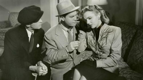 Lynn Merrick, Chester Morris, and George E. Stone in A Close Call for Boston Blackie (1946)
