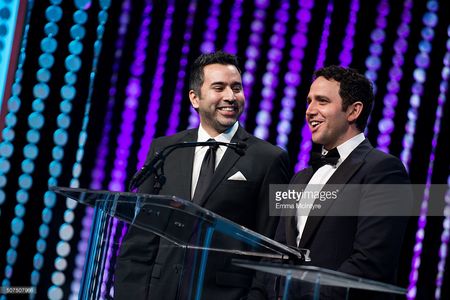 Kabir Akhtar and Santino Fontana present an award at the ACE Eddie Awards, 2016.