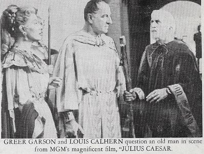 Greer Garson, Louis Calhern, and Richard Hale in Julius Caesar (1953)