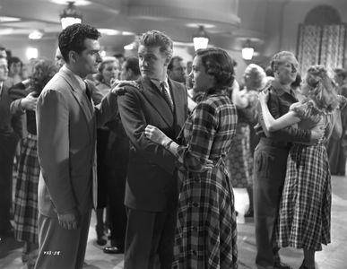 Bonar Colleano, Donald Houston, and Natasha Parry in Dance Hall (1950)