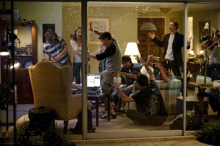 Joseph Mazzello, Justin Timberlake, Christopher Khai, and Kyle Fain in The Social Network (2010)