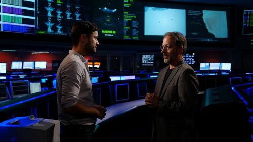 Phil Torres and Jay Famiglietti filming Al Jazeera TechKnow at NASA Jet Propulsion Laboratory, October 17, 2014