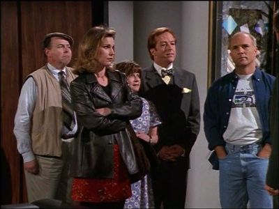 Peri Gilpin, Dan Butler, Edward Hibbert, and Marsha Kramer in Frasier (1993)