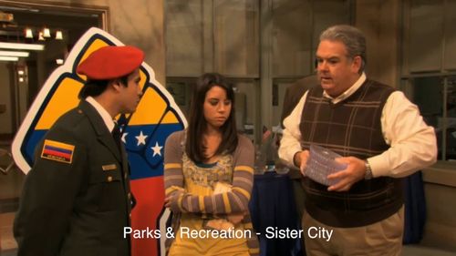 JC Gonzalez with Aubrey Plaza and Jim O'Heir (Park and Recreation -Sister City)
