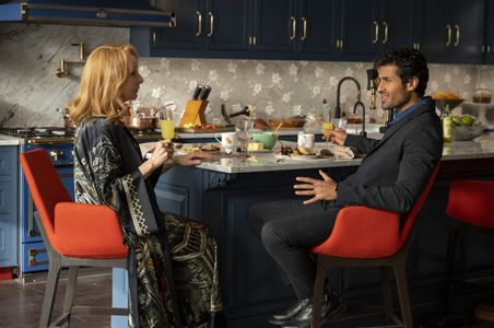 Kate Burton and Saamer Usmani in Inventing Anna: Two Birds, One Throne (2022)