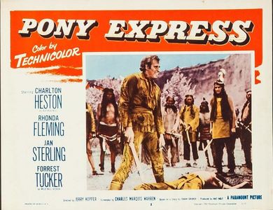 Charlton Heston and John Mansfield in Pony Express (1953)