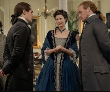 Caitríona Balfe, Sam Heughan, and David Berry in Outlander: Give Me Liberty (2022)